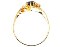 Edwardian 18ct Gold Ring set with a Sapphire with Diamond Shoulders