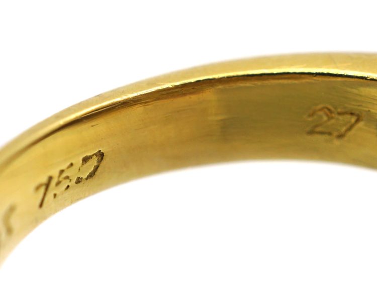 Modernist 18ct Gold Coily Ring by Fred, Paris, Set with a Diamond, Emerald, Ruby & Sapphire