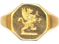 Early 20th Century 18ct Gold Signet Ring with Welsh Dragon Intaglio