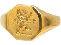 Early 20th Century 18ct Gold Signet Ring with Welsh Dragon Intaglio