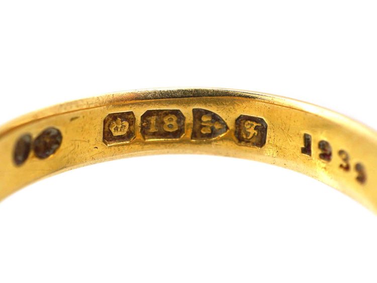 Edwardian 18ct Gold Sapphire & Diamond Crossover Ring with Ornate Shoulders
