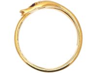 Victorian 18ct Gold Snake Ring with Old Mine Cut Diamond in His Head & Ruby Eyes