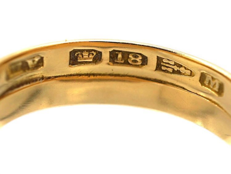 Victorian 18ct Gold Snake Ring with Old Mine Cut Diamond in His Head & Ruby Eyes