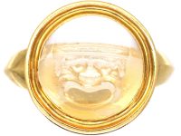 Georgian 18ct Gold Agate Ring with Roman Intaglio of Comedy