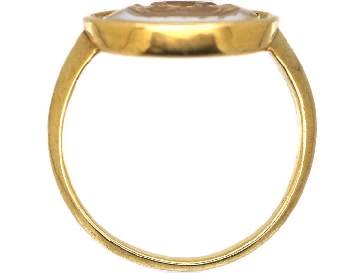 Georgian 18ct Gold Agate Ring with Roman Intaglio of Comedy