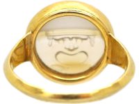 Georgian 18ct Gold Agate Ring with Roman Intaglio of Comedy