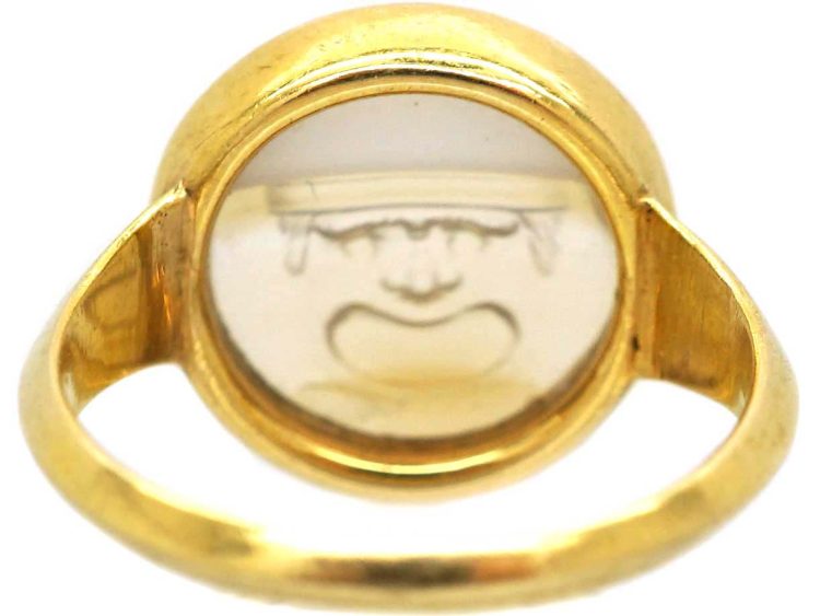 Georgian 18ct Gold Agate Ring with Roman Intaglio of Comedy