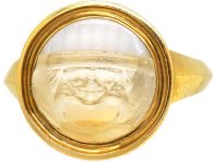 Georgian 18ct Gold Agate Ring with Roman Intaglio of Comedy