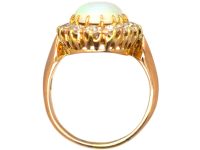 Early 20th Century 18ct Gold, Large Opal & Diamond Oval Cluster Ring