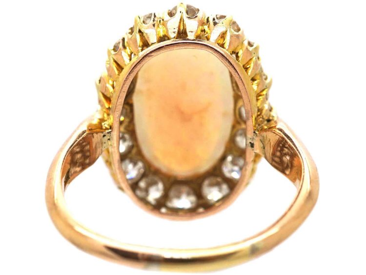 Early 20th Century 18ct Gold, Large Opal & Diamond Oval Cluster Ring