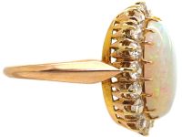 Early 20th Century 18ct Gold, Large Opal & Diamond Oval Cluster Ring