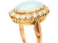 Early 20th Century 18ct Gold, Large Opal & Diamond Oval Cluster Ring