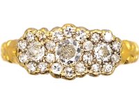 Edwardian 18ct Gold Triple Cluster Diamond Ring