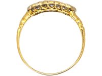 Edwardian 18ct Gold Triple Cluster Diamond Ring