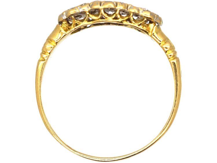 Edwardian 18ct Gold Triple Cluster Diamond Ring