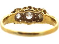 Edwardian 18ct Gold Triple Cluster Diamond Ring