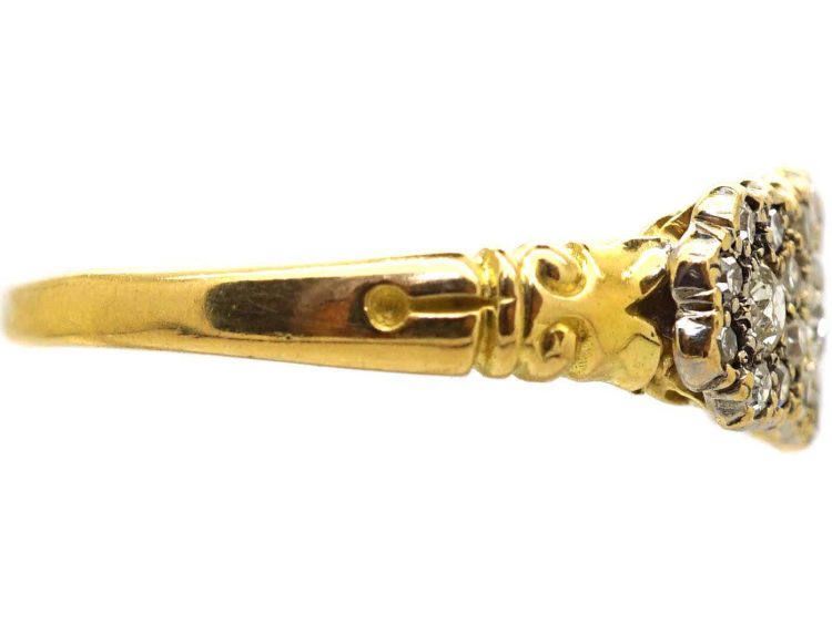 Edwardian 18ct Gold Triple Cluster Diamond Ring