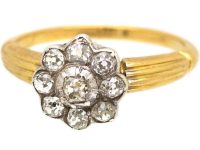 Victorian 18ct Gold & Silver Old Mine Cut Diamond Cluster Ring