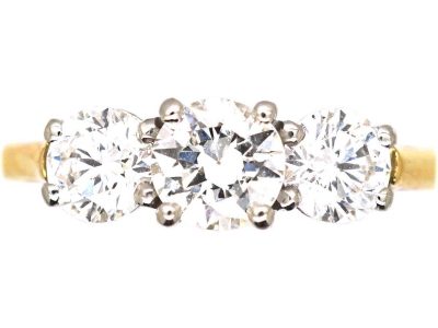 Vintage 18ct Gold & Platinum Three Stone Diamond Ring