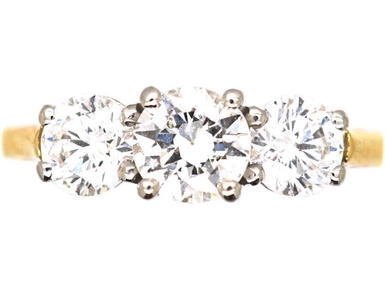 Vintage 18ct Gold & Platinum Three Stone Diamond Ring