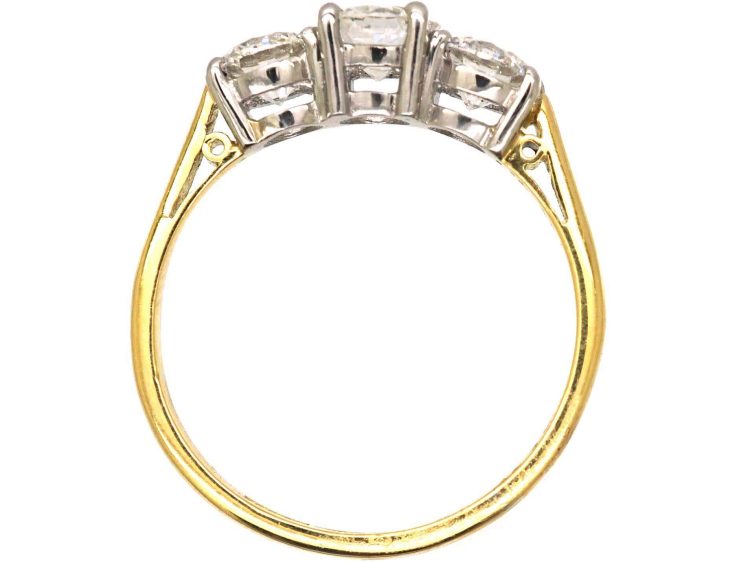 Vintage 18ct Gold & Platinum Three Stone Diamond Ring