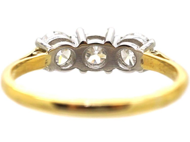 Vintage 18ct Gold & Platinum Three Stone Diamond Ring