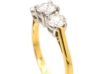 Vintage 18ct Gold & Platinum Three Stone Diamond Ring