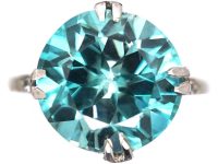 Art Deco Platinum Ring set with Large Zircon