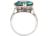 Art Deco Platinum Ring set with Large Zircon