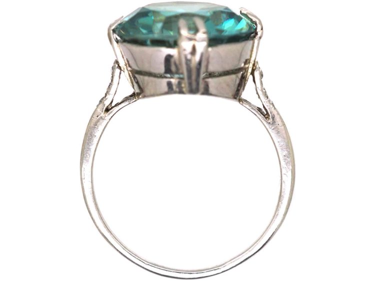 Art Deco Platinum Ring set with Large Zircon