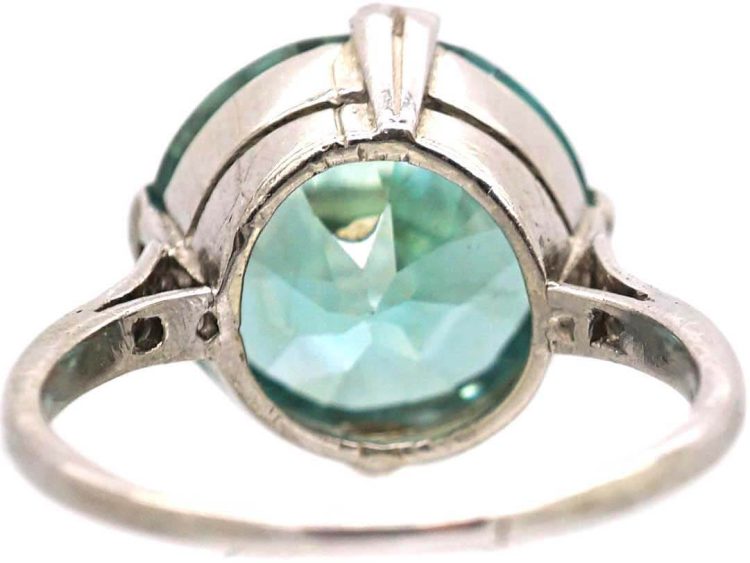 Art Deco Platinum Ring set with Large Zircon