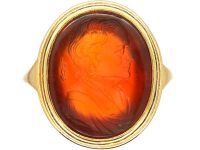 Georgian 15ct Gold Carnelian Intaglio Portrait Ring of Edmond Halley & his Comet