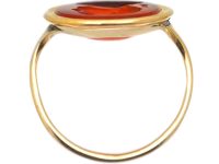 Georgian 15ct Gold Carnelian Intaglio Portrait Ring of Edmond Halley & his Comet