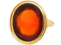 Georgian 15ct Gold Carnelian Intaglio Portrait Ring of Edmond Halley & his Comet