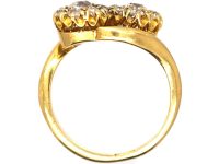 Edwardian 18ct Gold Double Diamond Cluster Ring