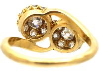 Edwardian 18ct Gold Double Diamond Cluster Ring