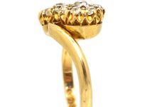 Edwardian 18ct Gold Double Diamond Cluster Ring
