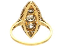 Art Deco 14ct Gold & Platinum Marquise Ring set with Diamonds