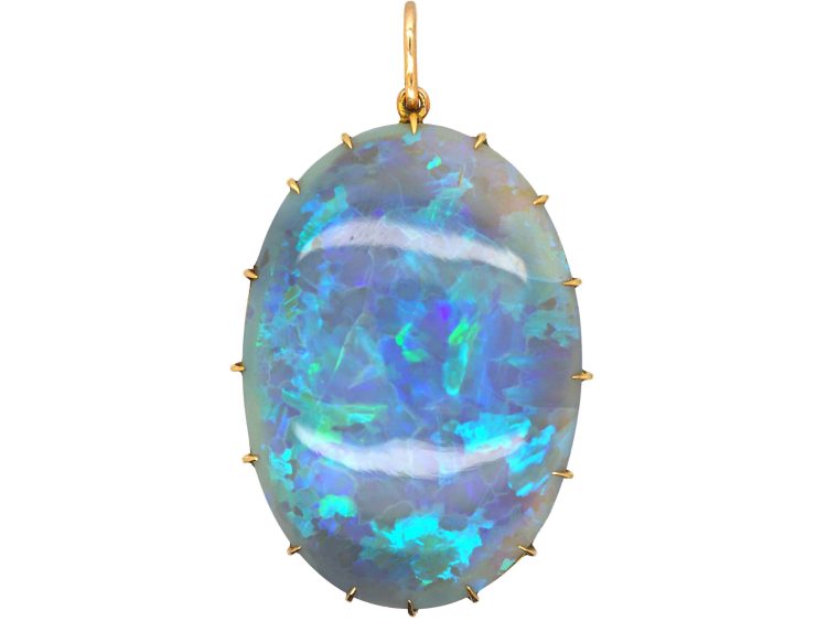 Edwardian Large Opal Pendant in Original Australian Case