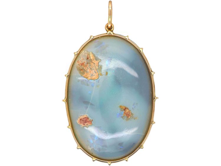 Edwardian Large Opal Pendant in Original Australian Case