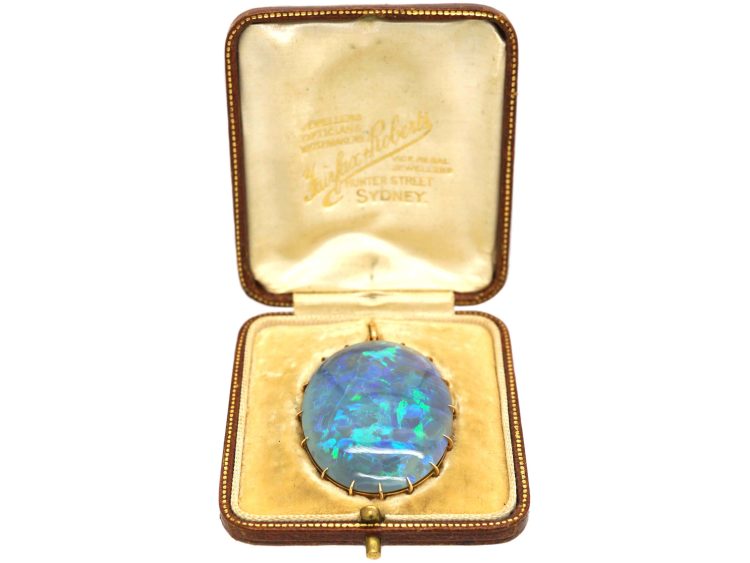 Edwardian Large Opal Pendant in Original Australian Case