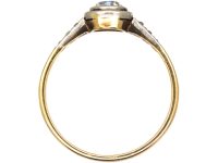 Art Deco 18ct Gold & Platinum, Diamond Solitaire Ring with Diamond Shoulders