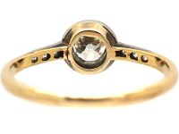 Art Deco 18ct Gold & Platinum, Diamond Solitaire Ring with Diamond Shoulders