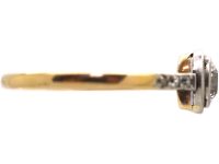 Art Deco 18ct Gold & Platinum, Diamond Solitaire Ring with Diamond Shoulders