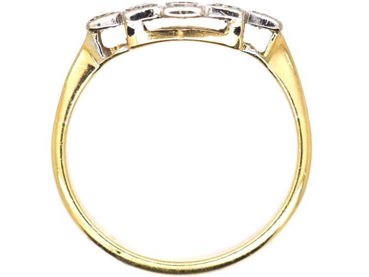 Art Deco 18ct Gold & Platinum Geometric Cluster Ring set with Diamonds