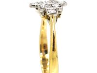Art Deco 18ct Gold & Platinum Geometric Cluster Ring set with Diamonds