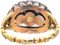Georgian 9ct Gold Emerald & Diamond Oval Ring