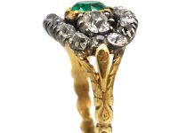 Georgian 9ct Gold Emerald & Diamond Oval Ring