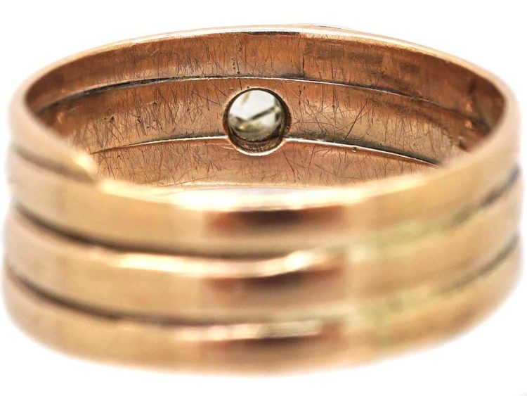 Victorian 9ct Gold Snake Ring set with a Rose Diamond