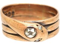 Victorian 9ct Gold Snake Ring set with a Rose Diamond